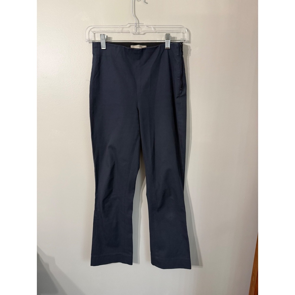 Everlane The Kick Cropped Pants Womens 0 Navy Side Zip Stretch‎ Mid Rise - Picture 3 of 10